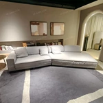 Asymmetrical Curved Corner Lounge Sofa with Premium Matte Leather Upholstery